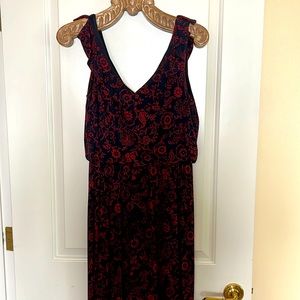 Navy/Red knit maxi dress